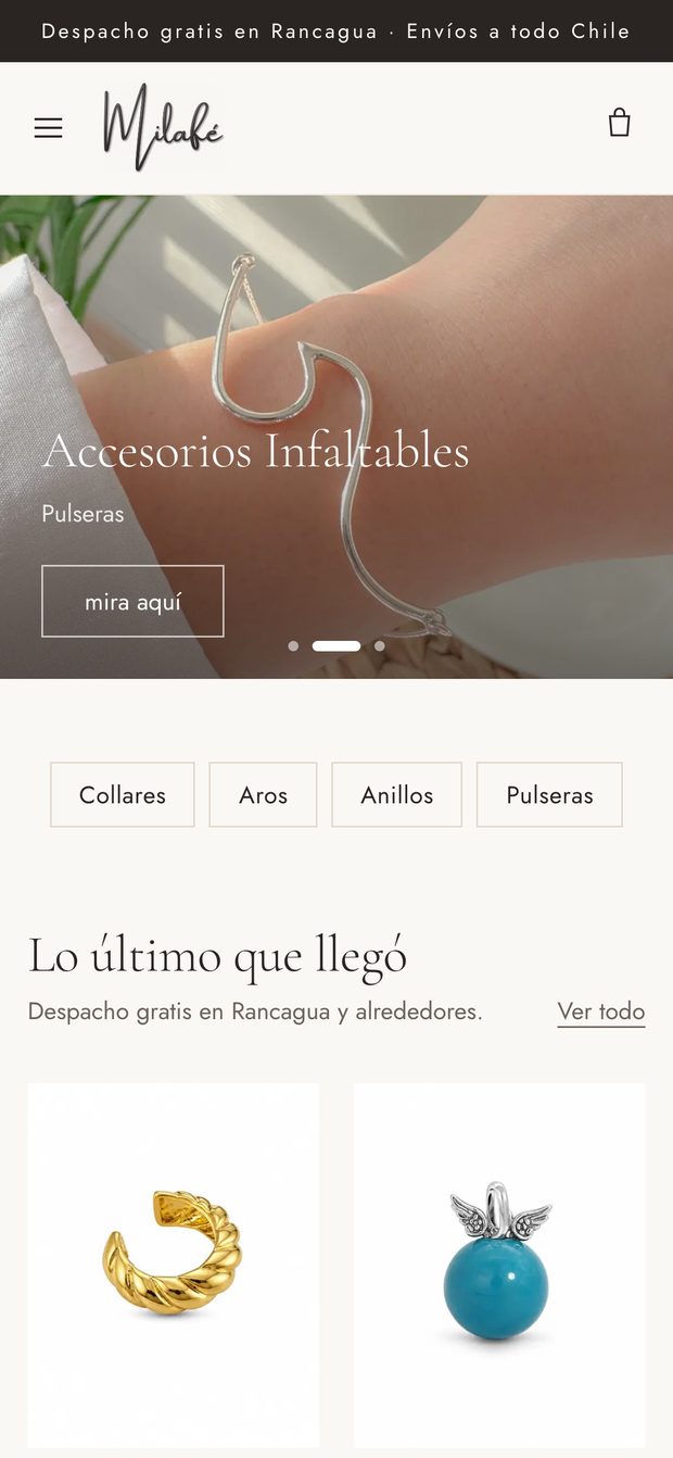 La misma tienda vista en un teléfono